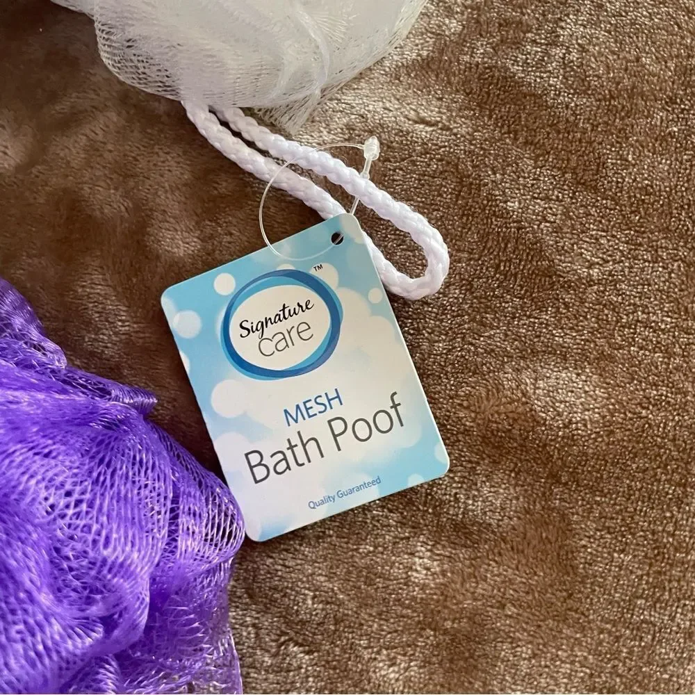 Signature Bath Poof Set - Blue, Purple, White